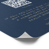 CAITLIN Navy & Gold Honeymoon Fund Weddenschap Poster (Hoek)