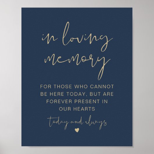 CAITLIN Navy & Gold in Loving Memory Sign Poster (Voorkant)
