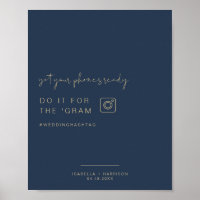 CAITLIN Navy & Gold Instagram Hashtag Weddenschap