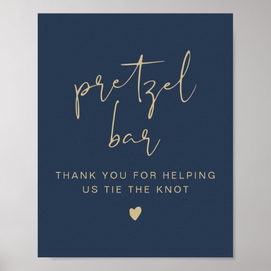 CAITLIN Navy & Gold Minimalist Pretzel Bar Poster (Voorkant)