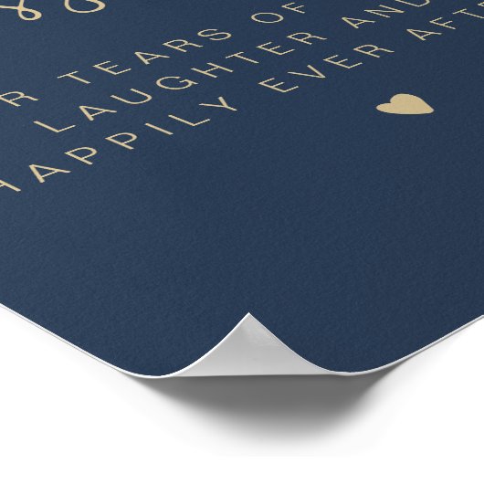 CAITLIN Navy & Gold Modern Tissues Wedding Sign Poster (Hoek)