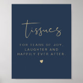 CAITLIN Navy & Gold Modern Tissues Wedding Sign Poster (Voorkant)