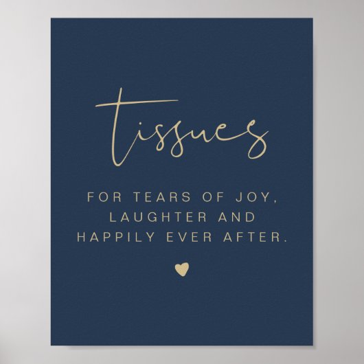 CAITLIN Navy & Gold Modern Tissues Wedding Sign Poster (Voorkant)