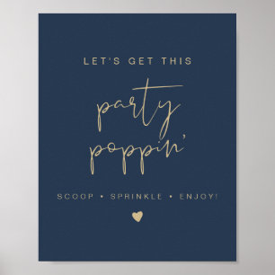 CAITLIN Navy & Gold Popcorn Bar Wedding Sign Poster