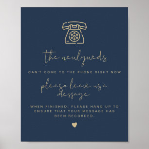 CAITLIN Navy & Gold Telephone Guestbook Poster