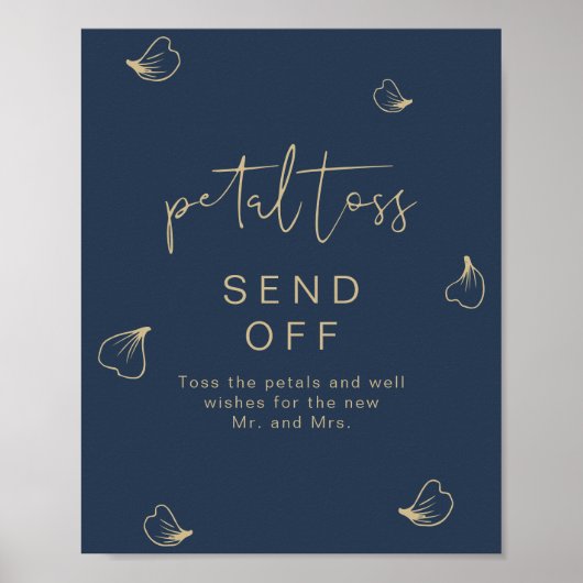 CAITLIN Navy & Gold Wedding Petal Toss Send Off Poster (Voorkant)