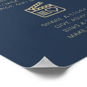CAITLIN Navy & Gold Wedding Video Booth Sign Poster (Hoek)