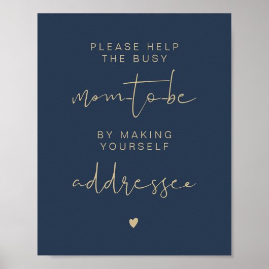 CAITLIN Navy & Goud Adres van de Enveloppe Bord Poster (Voorkant)