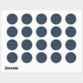CAITLIN Navy & Goud Bruidsfeest Bedankt Ronde Sticker (Vel)