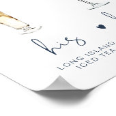 CAITLIN Navy Moderne Signature Drink Bruiloftsbar Poster (Hoek)