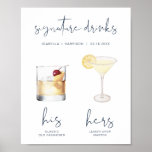 CAITLIN Navy Waterverf Cocktail Signature Drink Poster<br><div class="desc">Dit teken voor de drink van handtekeningen is voorzien van een stijlvol, handgeschreven blauw scheepvaartlettertype en een modern, minimalistisch ontwerp. De afbeeldingen van de waterverf worden met de hand gemaakt en hier worden 15 populaire drinken in deze aanbieding opgenomen. Klik "uitgeven gebruikend ontwerphulpmiddel"knoop in de verpersoonlijkingssectie om de drinken te...</div>