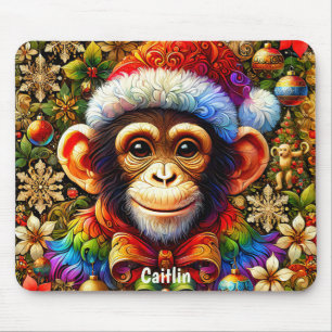 CAITLIN ~ Zany CHIMPANSEE Kerstmis Muismat