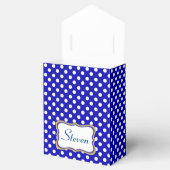 Caja Azul con motas  con con corona dorado Bedankdoosjes (Geopend)