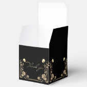 Caja de regalo negra con flores doradas bedankdoosjes (Geopend)
