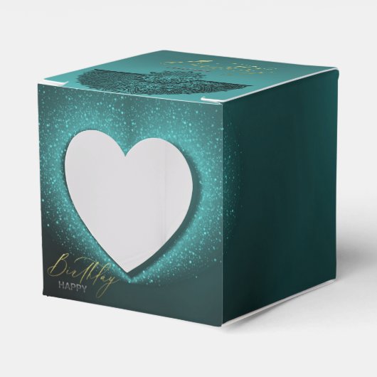 caja de regalo turquesa  con decoración de cumple bedankdoosjes (Voorkant Zijde)