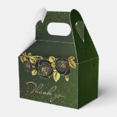 Caja de regalo verde con flores doradas bedankdoosjes (Achterkant)