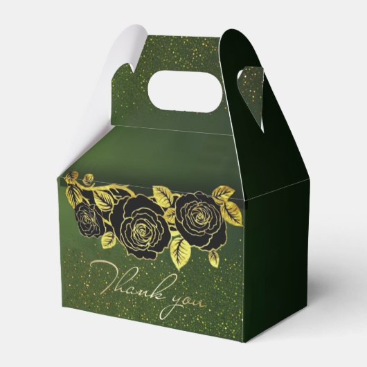 Caja de regalo verde con flores doradas bedankdoosjes (Voorkant Zijde)