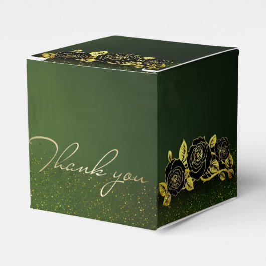 Caja de regalo verde con flores doradas bedankdoosjes (Voorkant Zijde)