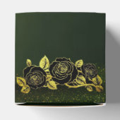 Caja de regalo verde con flores doradas bedankdoosjes (Bovenkant)