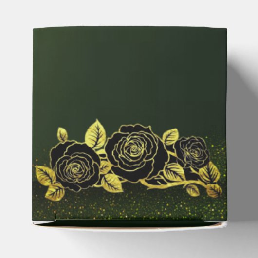 Caja de regalo verde con flores doradas bedankdoosjes (Bovenkant)