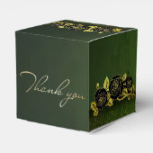 Caja de regalo verde con flores doradas bedankdoosjes (Achterkant)