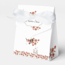 Caja para recuerdo de Bodas, Pajaritos y flores