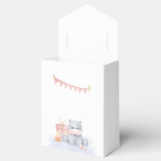 Cajita personalizada Hipopótamo Gris Bedankdoosjes (Geopend)