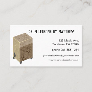 Cajon Drum Music Lessons Visitekaartje