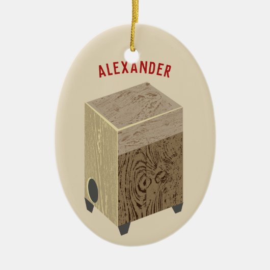 Cajon Drum Persoonlijke kerstversiering Keramisch Ornament (Voorkant)