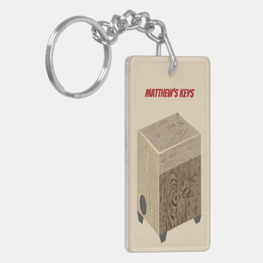 Cajon Drum Persoonlijke Sleutelhanger (Voorkant Links)