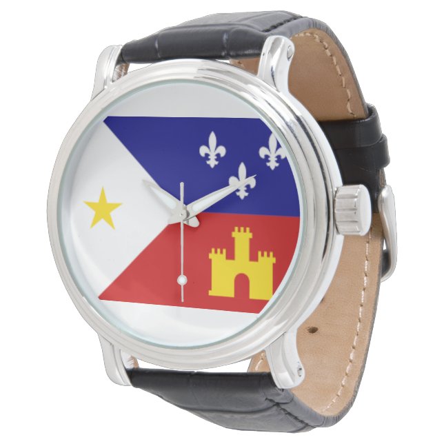 Cajun Acadiana Vlag Rond Gezicht Horloge (Gekanteld)