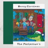 Cajun Alligator gaat met kerst Feestdagenkaart (Voorkant / Achterkant)