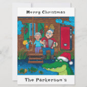 Cajun Alligator gaat met kerst Feestdagenkaart (Voorkant)