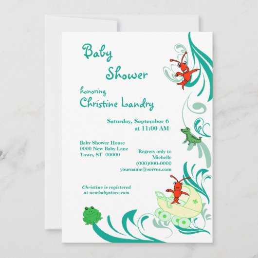 Cajun Baby shower Geslacht Neutraal (wit) Kaart (Voorkant)
