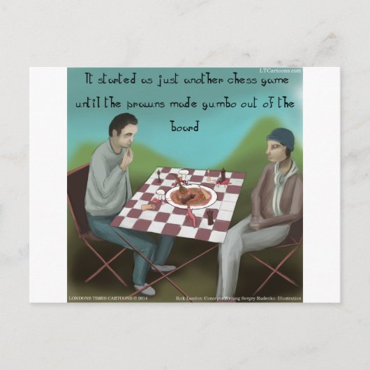 Cajun Chess Funny Cartoon Briefkaart (Voorkant)
