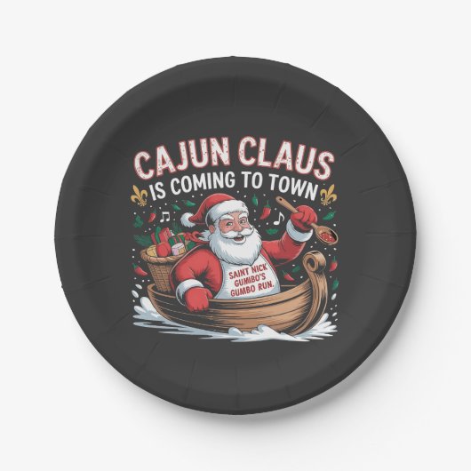 Cajun Clause komt naar de stad Kerst Krampus Papieren Bordje (Voorkant)