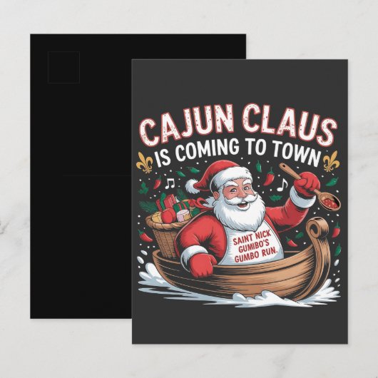 Cajun Clause komt naar de stad Kerst Krampus  Uitnodiging Briefkaart (Voorkant / Achterkant)