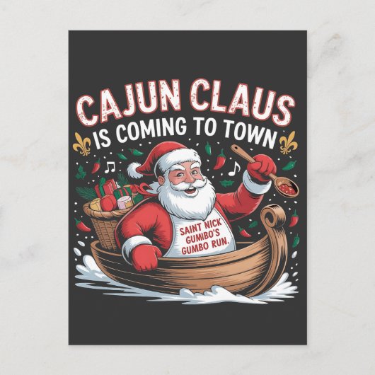 Cajun Clause komt naar de stad Kerst Krampus  Uitnodiging Briefkaart (Voorkant)