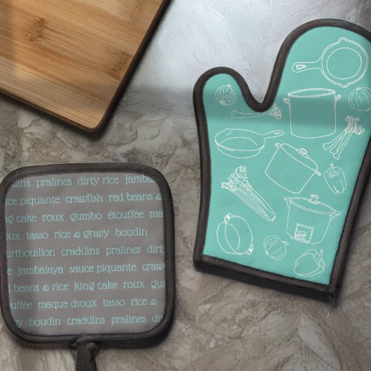 Cajun Cooking Essentials Ovenwanten en pottenhoude Ovenwant & Pannenlap Set