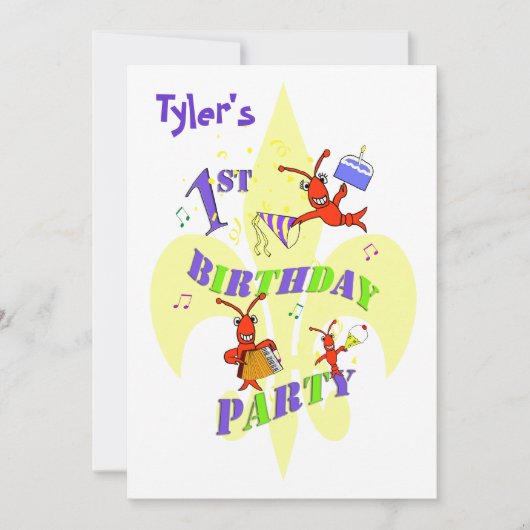 Cajun Crawfish 1st Birthday Party Invitation Kaart (Voorkant)