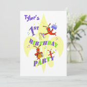 Cajun Crawfish 1st Birthday Party Invitation Kaart (Staand voorkant)
