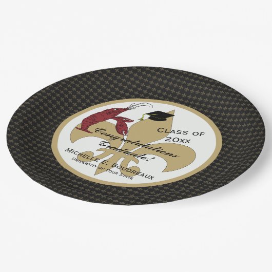 Cajun Crawfish Afstuderen in Black en Gold Papieren Bordje (Gekanteld)