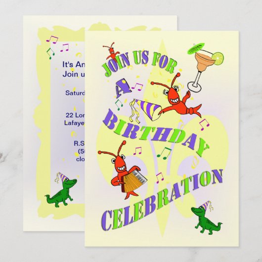 Cajun Crawfish Birthday Party Invitation Kaart (Voorkant / Achterkant)