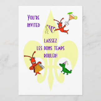 Cajun Crawfish en Alligator Fleur de Lis Party Kaart