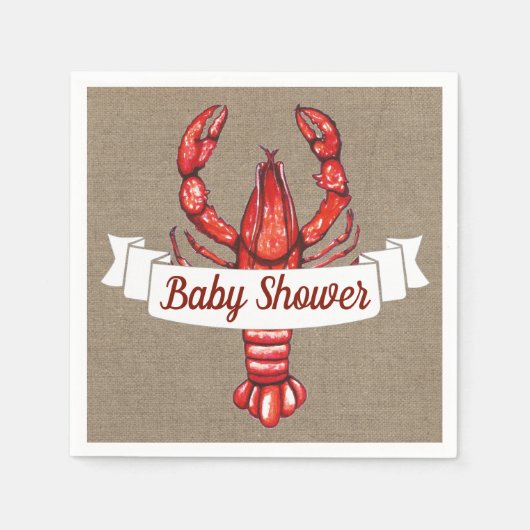 Cajun Crawfish & Faux Burlap Baby shower Servet (Voorkant)