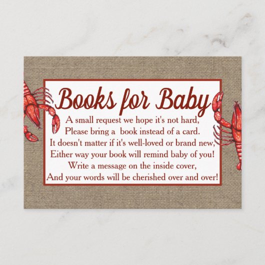 Cajun Crawfish & Faux Burlap Boekaanvraag Informatiekaartje (Voorkant)