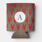 Cajun Crawfish & Faux Burlap | Monogram Blikjeskoeler (Voorkant)