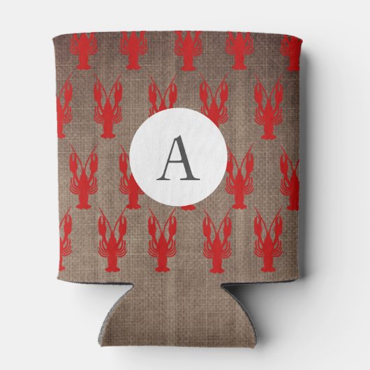 Cajun Crawfish & Faux Burlap | Monogram Blikjeskoeler (Achterkant)