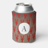 Cajun Crawfish & Faux Burlap | Monogram Blikjeskoeler (Blikje Achterkant)