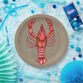 Cajun Crawfish & Faux Burlap Papieren Bordje (Feest)